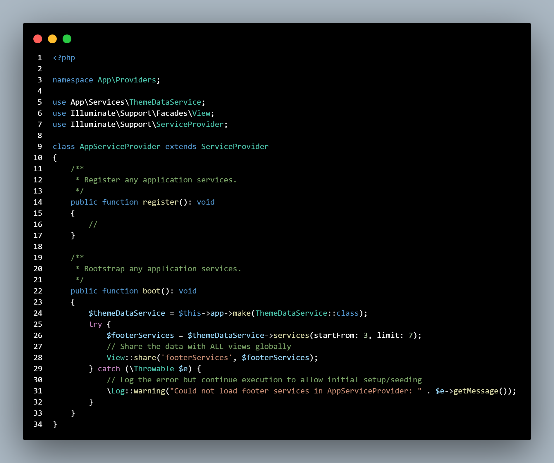 Theme data screenshot