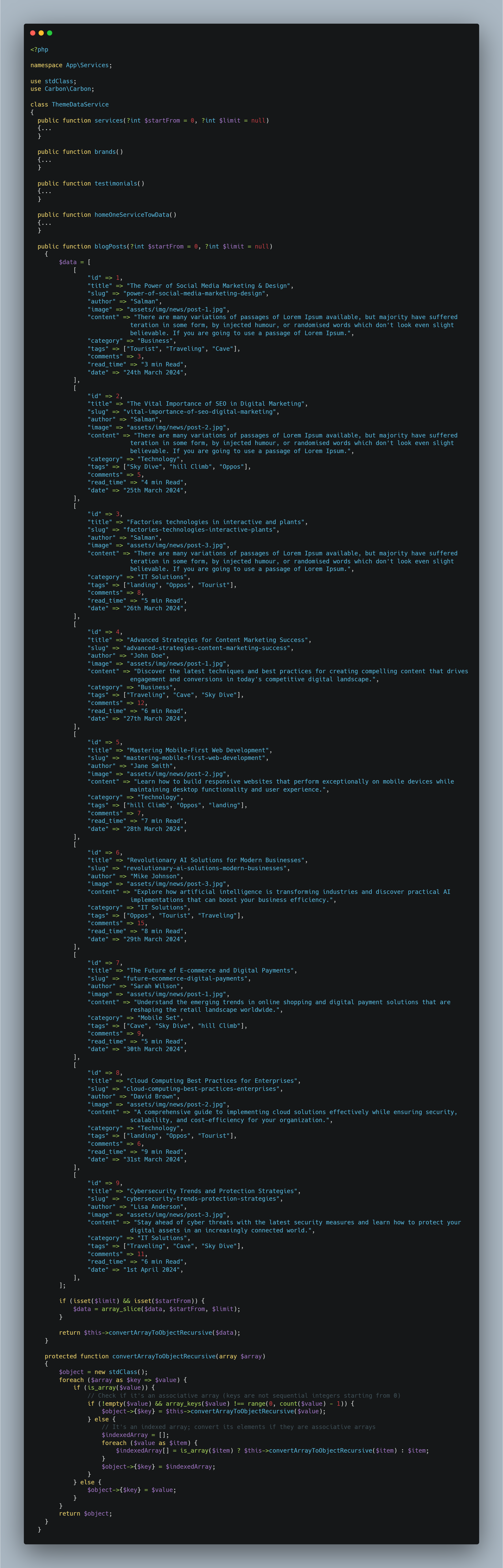 Theme data screenshot